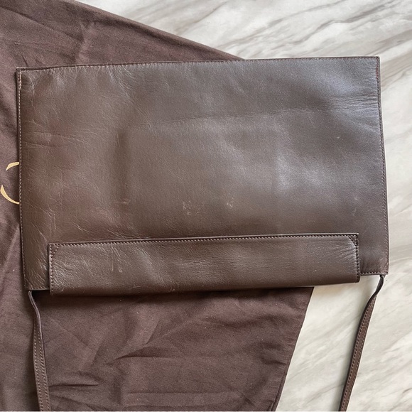 Rare GUCCI Metal Trim Brown Envelope Bag with Shoulder Strap - Picture 11 of 16